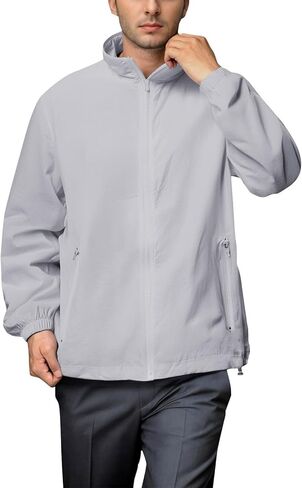 JOFOW Men's Lightweight Waterproof Jacket Casual Full Zip Outdoor Running Hiking Flight Jackets in Saudi Arabia