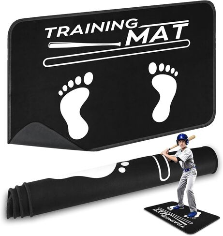 بساط ضرب البيسبول، مقاس 35.4 × 23.6 بوصة، بساط البيسبول والكرة اللينة مع وضع القدم، معدات دليل محاذاة وضعية الضرب للأطفال لتدريب التأرجح وتحسين الوضعية in Kuwait