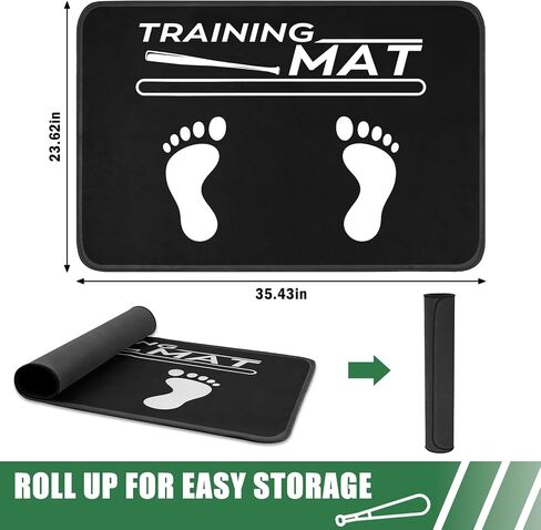 بساط ضرب البيسبول، مقاس 35.4 × 23.6 بوصة، بساط البيسبول والكرة اللينة مع وضع القدم، معدات دليل محاذاة وضعية الضرب للأطفال لتدريب التأرجح وتحسين الوضعية in Kuwait