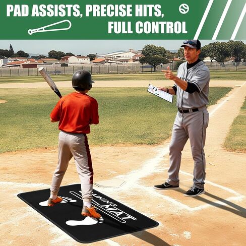 بساط ضرب البيسبول، مقاس 35.4 × 23.6 بوصة، بساط البيسبول والكرة اللينة مع وضع القدم، معدات دليل محاذاة وضعية الضرب للأطفال لتدريب التأرجح وتحسين الوضعية in Kuwait