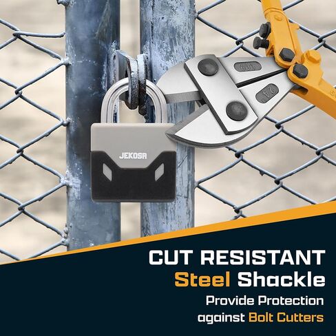 قفل Jekosa® PDP55 مقاوم للطقس مع 5 مفاتيح - غلاف بولي أميد مضاد للتآكل، أسطوانة K7 دقيقة | قفل خارجي للبوابة والسقيفة والسياج والتخزين in Kuwait