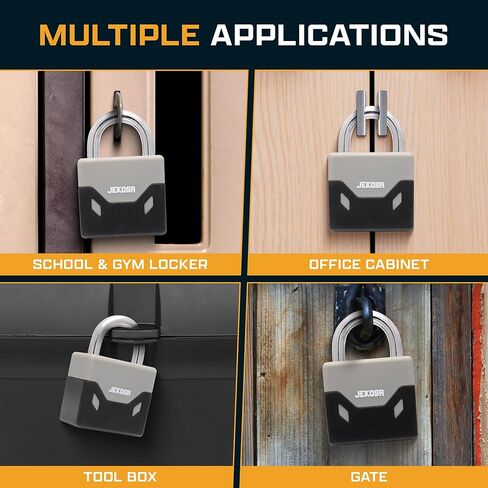 قفل Jekosa® PDP55 مقاوم للطقس مع 5 مفاتيح - غلاف بولي أميد مضاد للتآكل، أسطوانة K7 دقيقة | قفل خارجي للبوابة والسقيفة والسياج والتخزين in Kuwait