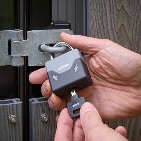 قفل Jekosa® PDP55 مقاوم للطقس مع 5 مفاتيح - غلاف بولي أميد مضاد للتآكل، أسطوانة K7 دقيقة | قفل خارجي للبوابة والسقيفة والسياج والتخزين in Kuwait