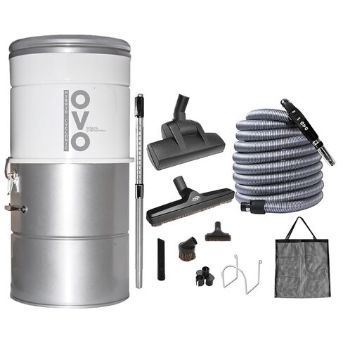 OVO 750 Airwatts Heavy Duty Powerful Central Vacuum System, Hybrid Filtration (with or Without Disposable Bags) 25L or 6.6Gal Bottom Load Dust Bin in Kuwait