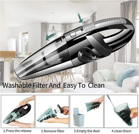 مكنسة كهربائية محمولة باليد، مكنسة كهربائية محمولة باليد بقوة 6.6 كيلو باسكال للسيارة/المنزل/المكتب، خفيفة ومنخفضة الضوضاء in Kuwait