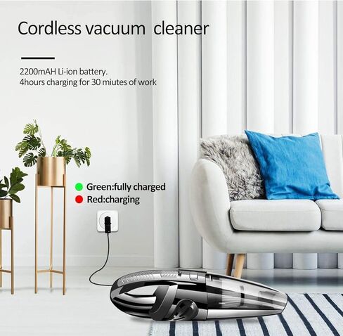 مكنسة كهربائية محمولة باليد، مكنسة كهربائية محمولة باليد بقوة 6.6 كيلو باسكال للسيارة/المنزل/المكتب، خفيفة ومنخفضة الضوضاء in Kuwait