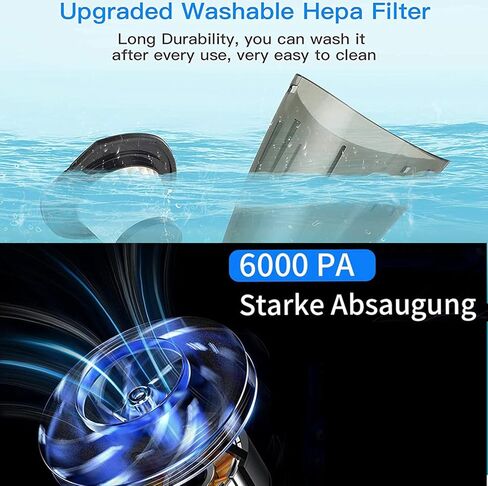 مكنسة كهربائية محمولة باليد، مكنسة كهربائية محمولة باليد بقوة 6.6 كيلو باسكال للسيارة/المنزل/المكتب، خفيفة ومنخفضة الضوضاء in Kuwait