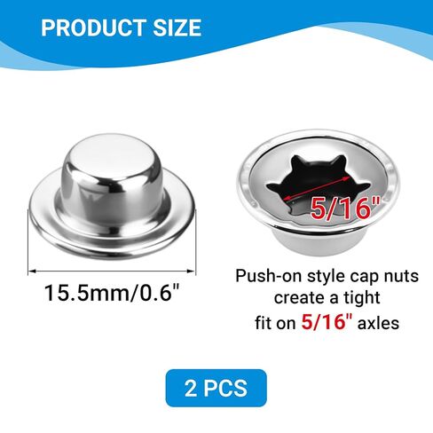 أغطية صواميل الدفع، صواميل غطاء المحور من الفولاذ الزنبركي 5/16 بوصة، قفل ضغط دائم للشاحنات اليدوية، وعربات العشب، والعربات ومحاور العجلات، قطعتان in Kuwait