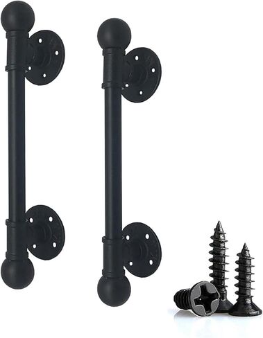2 Pack Industrial Pipe Door Pulls, Barn Door Handles, Elderly Wall Handles (Black 66cm) in Saudi Arabia