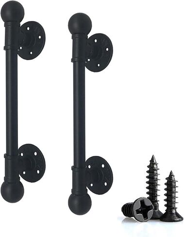 2 Pack Industrial Pipe Door Pulls, Barn Door Handles, Elderly Wall Handles (Black 66cm) in Saudi Arabia