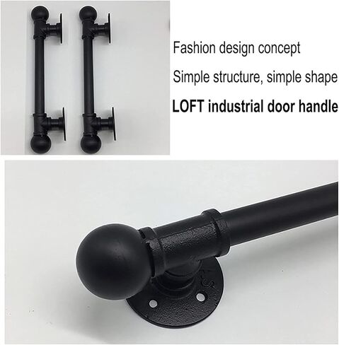 2 Pack Industrial Pipe Door Pulls, Barn Door Handles, Elderly Wall Handles (Black 66cm) in Saudi Arabia