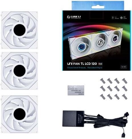 Lian-Li Lian-Li UNI FAN TL LCD 120mm Fan with Controller, White, 3-Pack in Saudi Arabia
