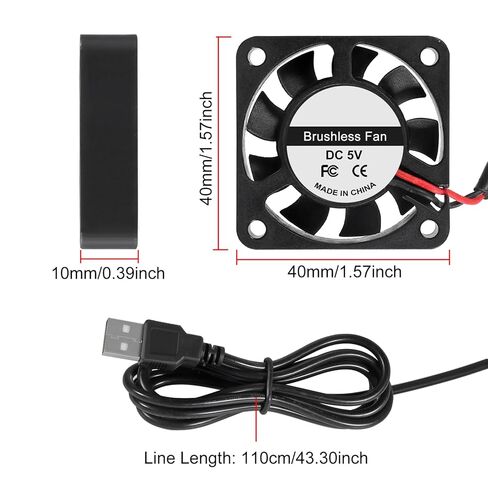 2 قطعة مبرد USB كروي مزدوج 40 مم مروحة تيار مستمر 5 فولت تبريد بدون فرشاة 40 × 40 × 10 مم مبرد مروحة 4010 محوري 1.57 بوصة للطابعة ثلاثية الأبعاد، غرفة التبريد، تبريد صناعة الكمبيوتر الشخصي in Kuwait