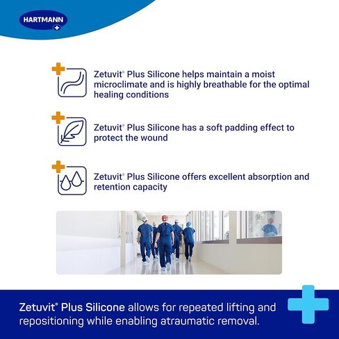 ضمادة Zetuvit Plus بحواف من السيليكون فائقة الامتصاص - ضمادة جروح معقمة ذاتية اللصق، واجهة من السيليكون، عالية الامتصاص (5 × 5 بوصات) in Kuwait