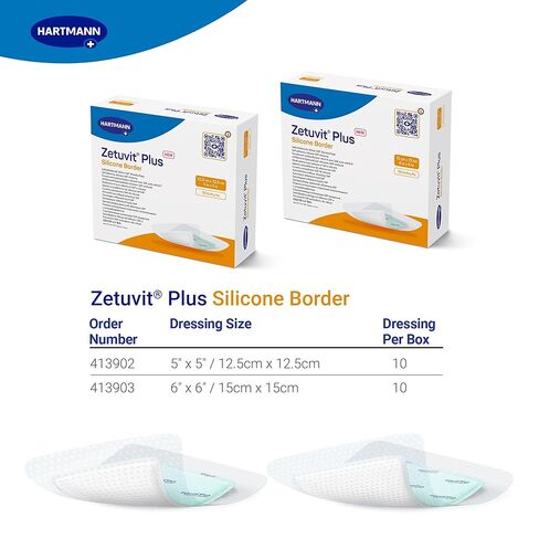 ضمادة Zetuvit Plus بحواف من السيليكون فائقة الامتصاص - ضمادة جروح معقمة ذاتية اللصق، واجهة من السيليكون، عالية الامتصاص (5 × 5 بوصات) in Kuwait