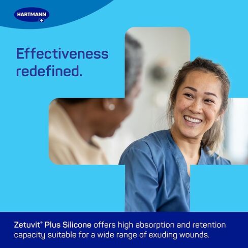 ضمادة Zetuvit Plus بحواف من السيليكون فائقة الامتصاص - ضمادة جروح معقمة ذاتية اللصق، واجهة من السيليكون، عالية الامتصاص (5 × 5 بوصات) in Kuwait
