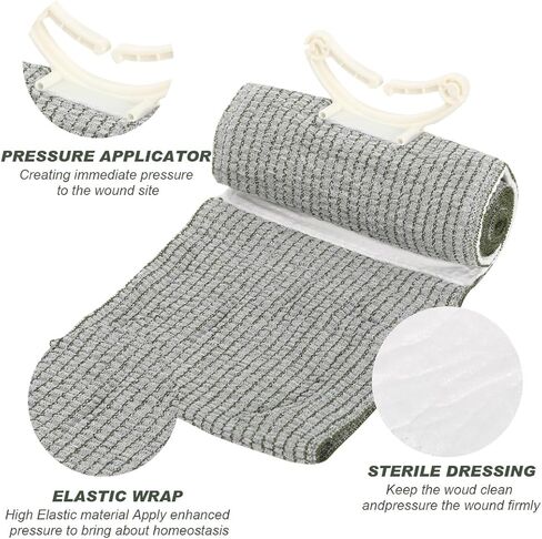 6" Israeli Style Emergency Bandage Sterile Vacuum Sealed Compression Trauma Wound Dressing for Bleeding Control, Medical Trauma Kit, Gun Shot, First Aid IFAK 2 Count in Saudi Arabia