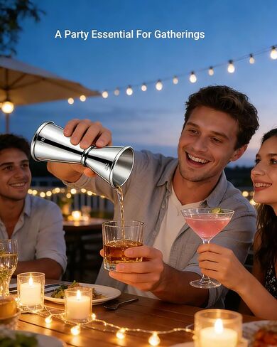مجموعة جيجر الكوكتيل 1 أونصة/2 أونصة، أكواب قياس مزدوجة الجوانب من الفولاذ المقاوم للصدأ، أداة قياس اللقطة للسقاية والبار المنزلي والمشروبات المختلطة، عبوة فضية من قطعتين in Kuwait