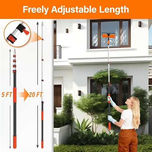 26FT High Reach Duster Cleaning Kit with 20FT Pole | 4-in-1 Tool Set with Universal Swivel Joint | High Ceiling Fan Cleaner, Microfiber Duster & Window Squeegee for Safe High-Reach Cleaning in Saudi Arabia