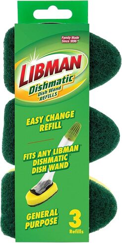 LIBMAN Dish Wand Refills - 3 Pk Dish Wand Sponge Refills - Durable - Non Scratch - Dishmatic Compatible, Fits Dishmatic Dishwands in Saudi Arabia