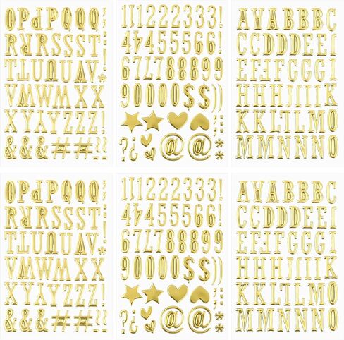 6 Sheets Gold 3D Puffy Glitter Letter Stickers,1 Inch Gold 3D Foam Alphabet,Waterproof and Fade Resistant Golden Foam Sticker Self-Adhesive for Grad Cap Decoration,Scrapbooking,DIY Crafts in Saudi Arabia