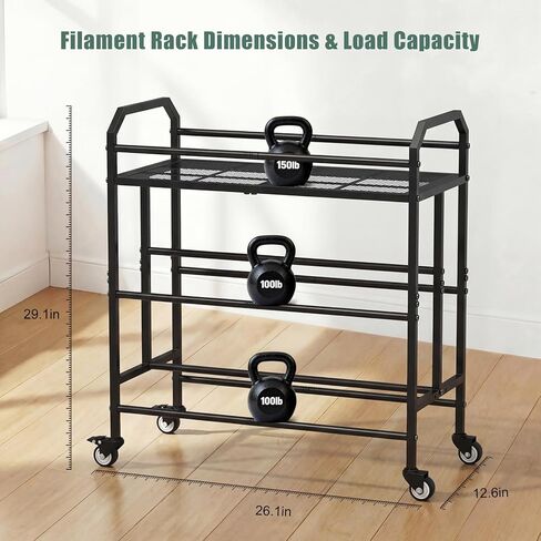 3D Printer Filament Storage Rack 3 Tiers Heavy Duty Metal Filament Spool Holder Holds 36 Spools Sturdy Rolling Filament Shelf with Wheels Easy Assembly Space-Saving for Home Office Workshop Black in Saudi Arabia