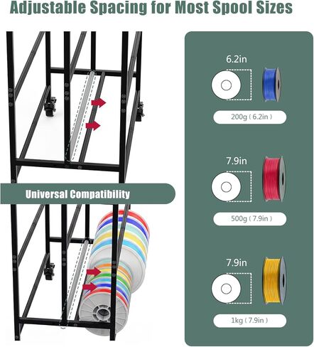 3D Printer Filament Storage Rack 3 Tiers Heavy Duty Metal Filament Spool Holder Holds 36 Spools Sturdy Rolling Filament Shelf with Wheels Easy Assembly Space-Saving for Home Office Workshop Black in Saudi Arabia