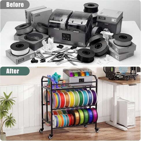 3D Printer Filament Storage Rack 3 Tiers Heavy Duty Metal Filament Spool Holder Holds 36 Spools Sturdy Rolling Filament Shelf with Wheels Easy Assembly Space-Saving for Home Office Workshop Black in Saudi Arabia