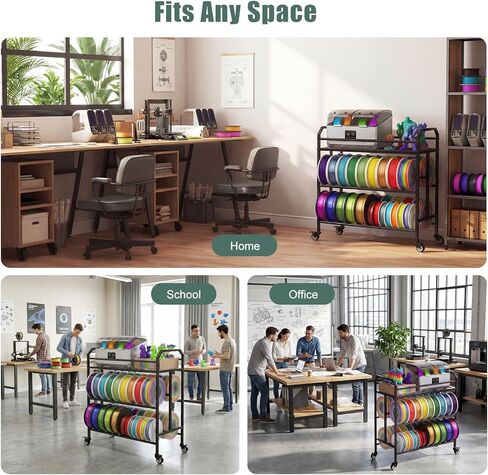 3D Printer Filament Storage Rack 3 Tiers Heavy Duty Metal Filament Spool Holder Holds 36 Spools Sturdy Rolling Filament Shelf with Wheels Easy Assembly Space-Saving for Home Office Workshop Black in Saudi Arabia