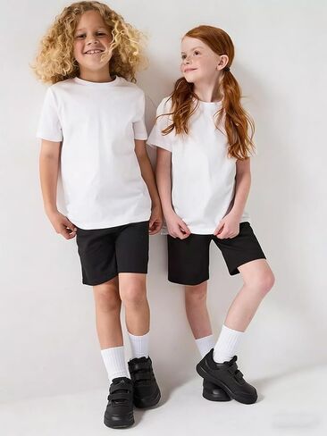 XuoAz 5 Pairs Boys Crew Socks Kids School Uniform Athletic White Socks for Boys Girls (for 6-9 Years) in Saudi Arabia