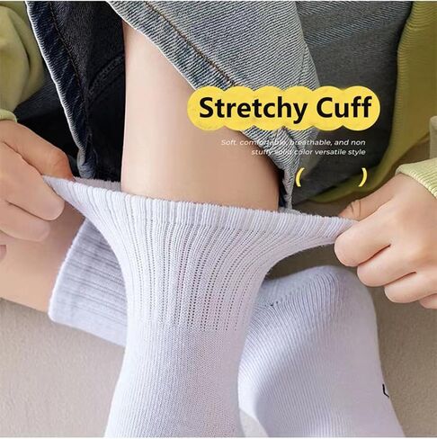 XuoAz 5 Pairs Boys Crew Socks Kids School Uniform Athletic White Socks for Boys Girls (for 6-9 Years) in Saudi Arabia