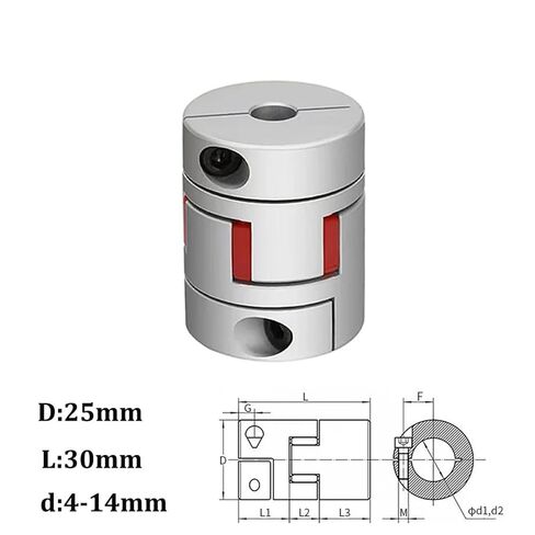 مرنة البرقوق المشبك مقرنة D25 L30 رمح حجم CNC الفك اقتران 4 مللي متر-14 مللي متر D25L30 1 قطعة (6.35x8 مللي متر) in Kuwait