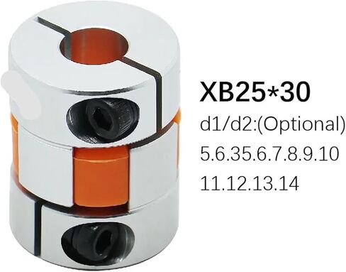 اثنين الفك D25L30 الألومنيوم البرقوق عمود مرن اقتران موصل CNC 5/6/6.35/8/10/12/12.7/14 مللي متر 5x8 مللي متر 1 قطعة (12x12) in Kuwait