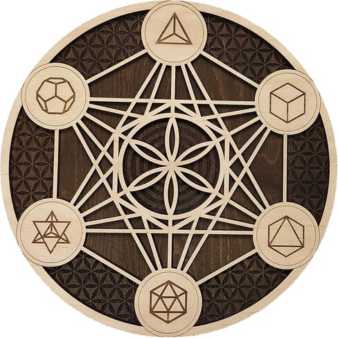 مكعب Metatron ، فن الجدار الخشبي معلق ، ديكور المنزل ، قطع ليزر الهندسة المقدسة (48 سم (18.8 ICNH) ، طبيعي) in Kuwait