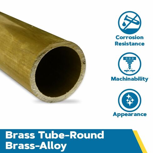 أنابيب نحاسية مستديرة، درجة حرارة H58، 5/8 بوصة OD، 0.495 بوصة معرف، 0.065 بوصة جدار، 36 بوصة طول، OnlineMetals in Kuwait