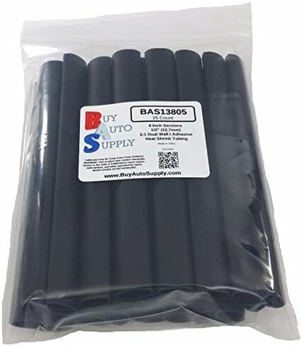 Buy Auto Supply # BAS13805R (25 Count) Red 3:1 Heat Shrink Tubing Dual Wall Adhesive Lined, Automotive & Marine Grade - Size: I.D 1/2" (12.7mm) - 6 Inch Sections in Saudi Arabia