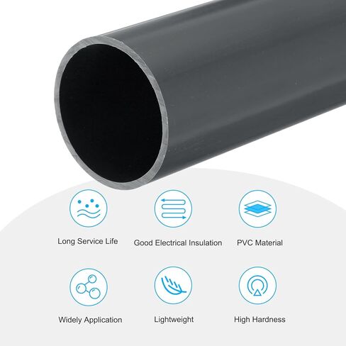 2 Inch PVC Rigid Tube Round Pipe Tubing Hardware Tubing 45.2mm ID 50mm OD 20cm/8" Dark Grey High Impact for Water Pipe, Cable Sleeve in Saudi Arabia