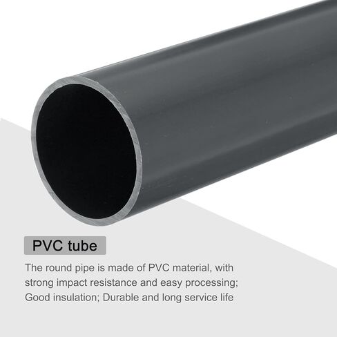 2 Inch PVC Rigid Tube Round Pipe Tubing Hardware Tubing 45.2mm ID 50mm OD 20cm/8" Dark Grey High Impact for Water Pipe, Cable Sleeve in Saudi Arabia