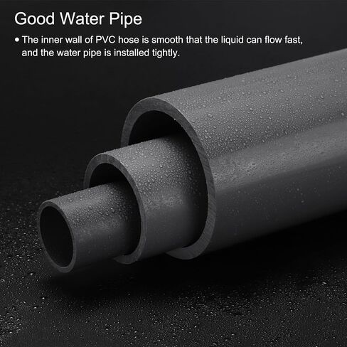 2 Inch PVC Rigid Tube Round Pipe Tubing Hardware Tubing 45.2mm ID 50mm OD 20cm/8" Dark Grey High Impact for Water Pipe, Cable Sleeve in Saudi Arabia