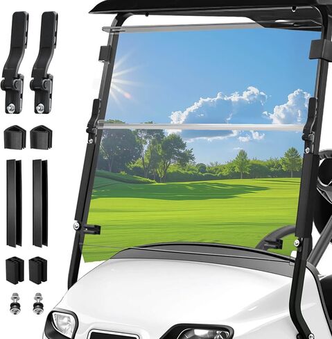 5MM Thick Upgrade PC Foldable EZGO TXT Windshield with Heavy Duty Hinges Only Fit for 2014-Up EZGO TXT Golf Cart with 1" Struts Rail, Anti-UV Impact Resistant Golf Cart Windshield Clear in Saudi Arabia