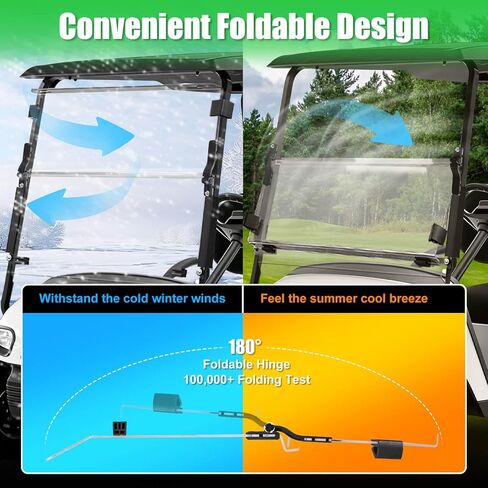 5MM Thick Upgrade PC Foldable EZGO TXT Windshield with Heavy Duty Hinges Only Fit for 2014-Up EZGO TXT Golf Cart with 1" Struts Rail, Anti-UV Impact Resistant Golf Cart Windshield Clear in Saudi Arabia