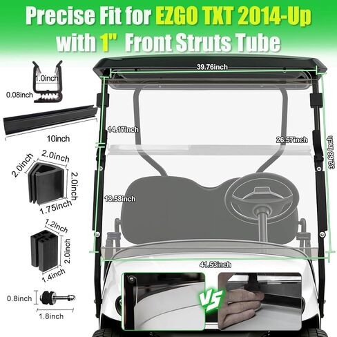 5MM Thick Upgrade PC Foldable EZGO TXT Windshield with Heavy Duty Hinges Only Fit for 2014-Up EZGO TXT Golf Cart with 1" Struts Rail, Anti-UV Impact Resistant Golf Cart Windshield Clear in Saudi Arabia