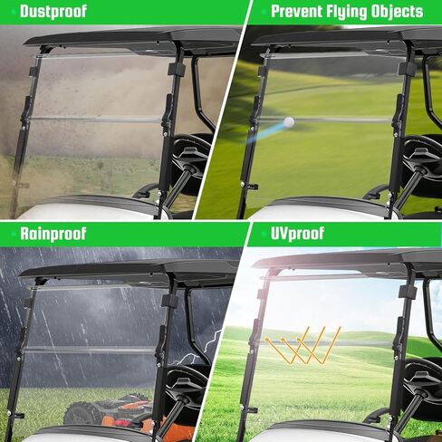 5MM Thick Upgrade PC Foldable EZGO TXT Windshield with Heavy Duty Hinges Only Fit for 2014-Up EZGO TXT Golf Cart with 1" Struts Rail, Anti-UV Impact Resistant Golf Cart Windshield Clear in Saudi Arabia