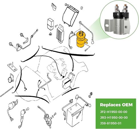 10L0L 12V ملف لولبي لـ Yamaha G2/ G8/ G9/ G11/ G14/ G16/ G20 عربة جولف الغاز 1985-2002، 4 محطة 200A مجموعة الملف اللولبي، استبدال JF2-H1950-00، JR3-H1950-00، J38-81950-01 in Kuwait