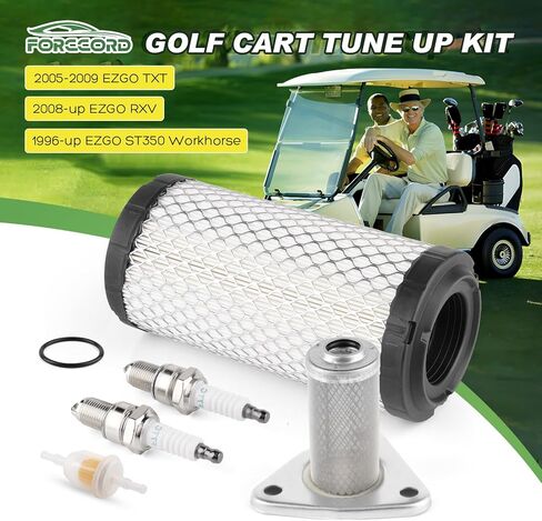 Golf Cart Tune Up Kit Replacement for 1996-up EZGO ST350 Workhorse Gas, 2008-up EZGO RXV Gas, 2005-2009 TXT Gas with Air Filter 28463G01/Fuel Filters 72084G01/Oil Filter 26591G01/Spark Plugs in Saudi Arabia