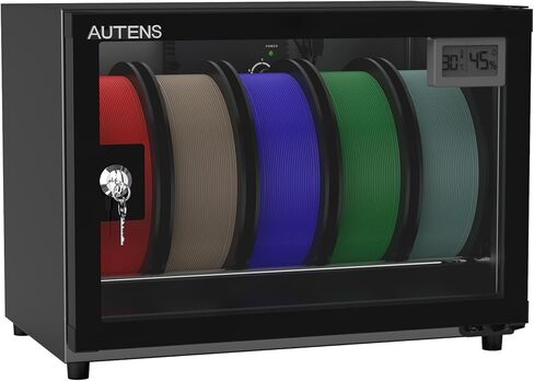 AUTENS 25L 3D Printer Filament Dehumidifier Storage Cabinet Box, Holds 5 Rolls with Humidity Control for Filament Storage, Transparent Glass & Aluminum Alloy, Noiseless & Stackable for PLA/ABS/PETG in Saudi Arabia