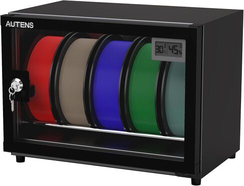 AUTENS 25L 3D Printer Filament Dehumidifier Storage Cabinet Box, Holds 5 Rolls with Humidity Control for Filament Storage, Transparent Glass & Aluminum Alloy, Noiseless & Stackable for PLA/ABS/PETG in Saudi Arabia