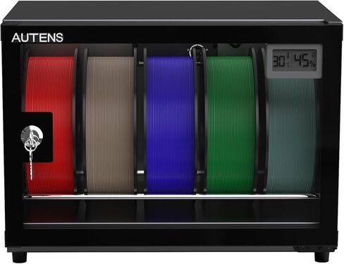 AUTENS 25L 3D Printer Filament Dehumidifier Storage Cabinet Box, Holds 5 Rolls with Humidity Control for Filament Storage, Transparent Glass & Aluminum Alloy, Noiseless & Stackable for PLA/ABS/PETG in Saudi Arabia