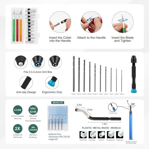 3D Printing Tool Kit, 3D Printer Tools for Cleaning, Deburring, Finishing & Post Processing, Includes Deburring Tool, Hand Drill, Nozzle Cleaning Needles, Metal Files, Cutting Mat, Wire Cutter in Saudi Arabia