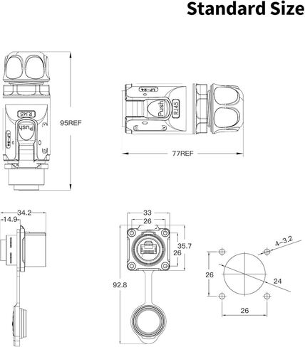 M24 RJ45 Waterproof Connector LP24 IP68 RJ45 Adapter and Socket(Plug and Socket) in Saudi Arabia